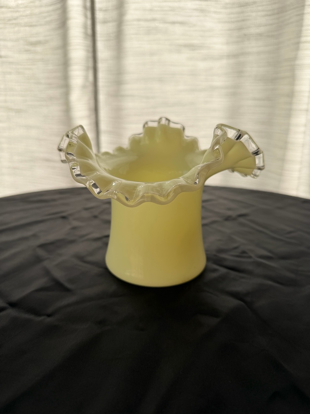 Vintage Fenton Ruffled Glass Vase uranium